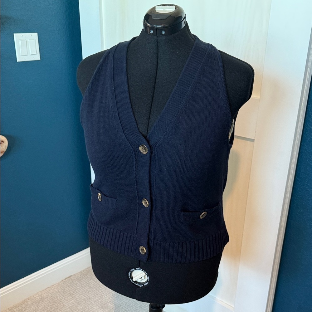 Talbots Dark Blue V-Neck Sweater Vest